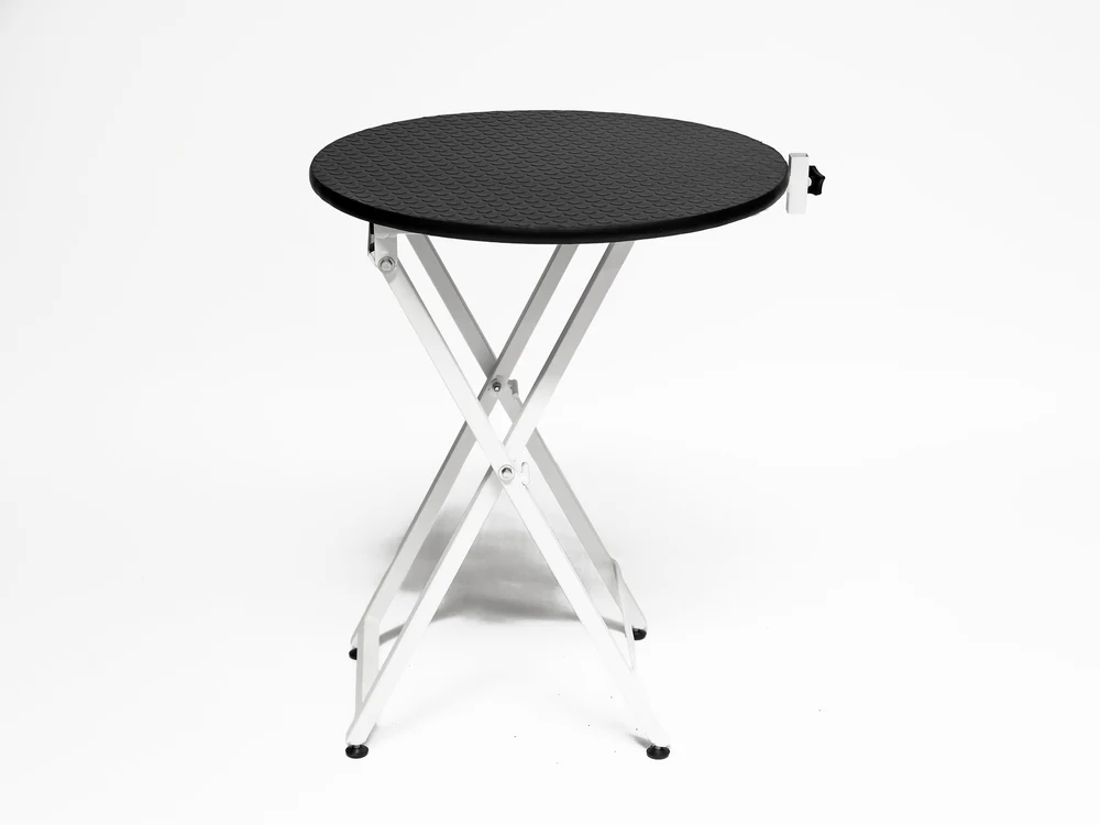 Folding Veterinary Grooming and Examination Table - White (Round Top Table) | TrioCare-6025