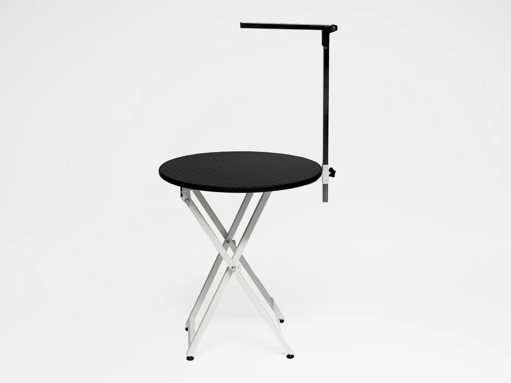 Folding Veterinary Grooming and Examination Table - White (Round Top Table) | TrioCare-6025