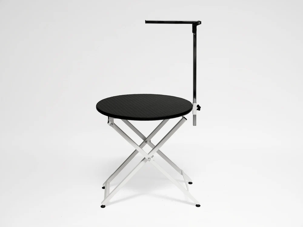 Folding Veterinary Grooming and Examination Table - White (Round Top Table) | TrioCare-6025